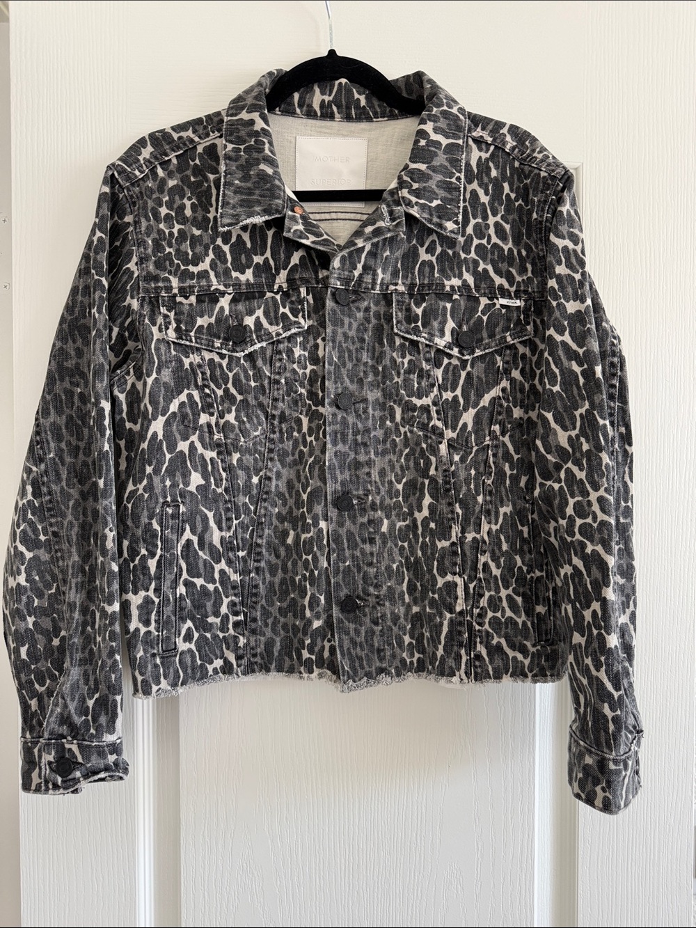 MOTHER Leopard-Print Denim Jacket